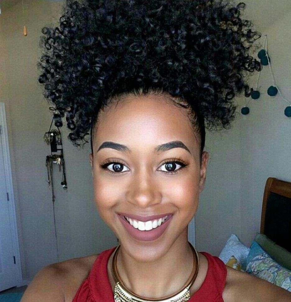 160g Natural hair Puff Clip in Afro kinky curly ponytail hair extension for black women virgin