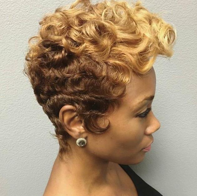 permed short haircut for black women