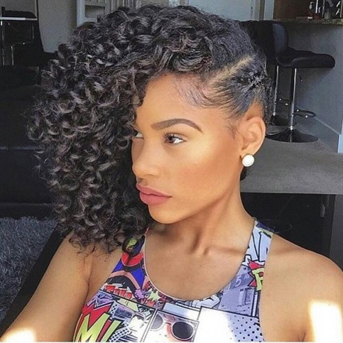 One sided Crochet Braided Hairstyle
