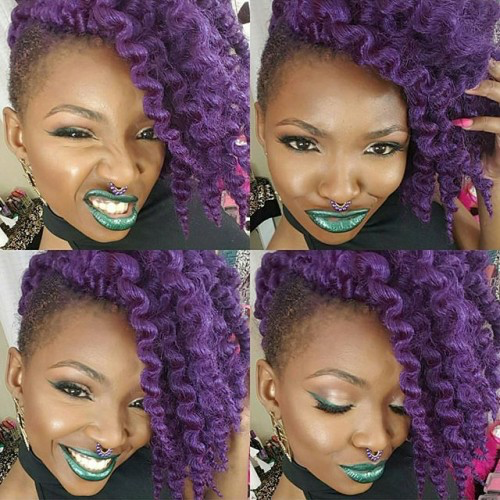 Purple One Sided Crochet Braids