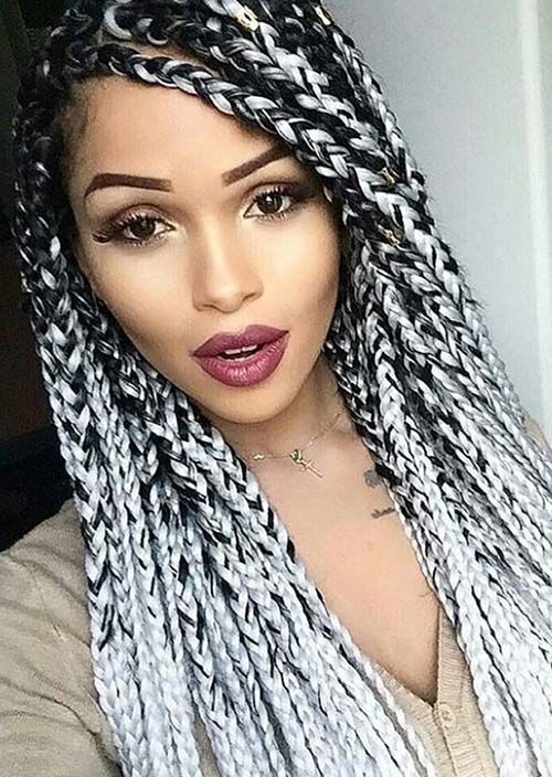 Awesome Box Braids Hairstyles: Long Black & White Box Braids