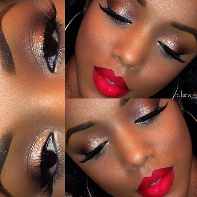 eye makeup using Naked 3 palette for dark skin tone