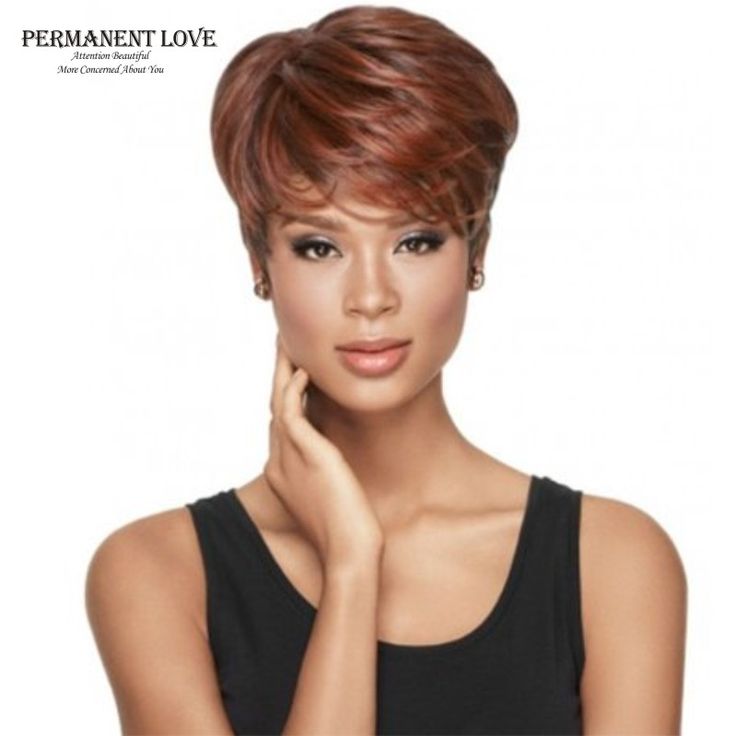 Female auburn wigs with side bangs short wigs for black women natural synthetic hair wigs African American short peluca pixie