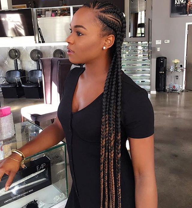 HAIRSPIRATION| Love these extra long feed in braids on @lesliefarrell by @erinsc24 ❤️ atlhair cornrows voiceofhair ========================== Go to VoiceOfHair.com ========================= Find hairstyles and hair tips! =========================