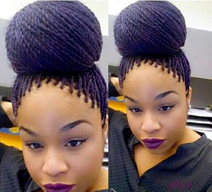 Two Twisted Buns on Senegalese Twists - perfect updo!