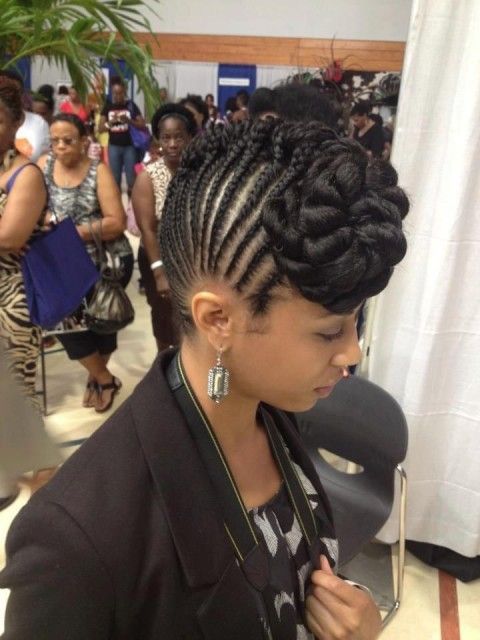 Updo Cornrow Braids | Black Natural Hairstyles for African American Women by Dorcas Stokes