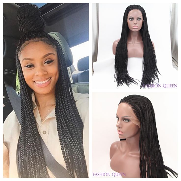 synthetic box braided lace front wig braiding synthetic lace front wig black women synthetic lace front full hand braided wigs