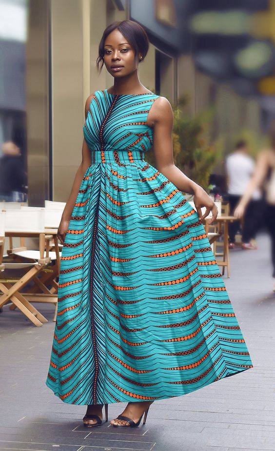 Gina African print maxi dress