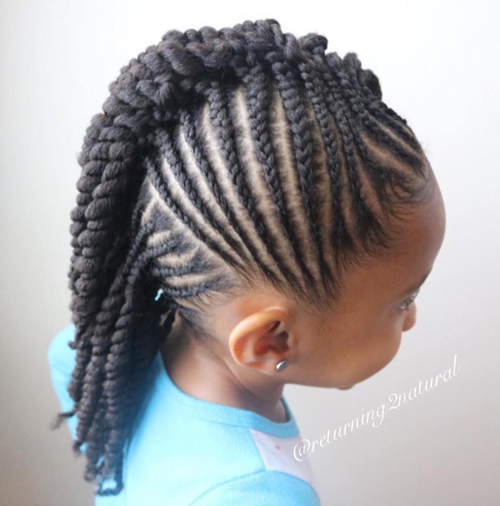 Girls Mohawk With Cornrows And Twists