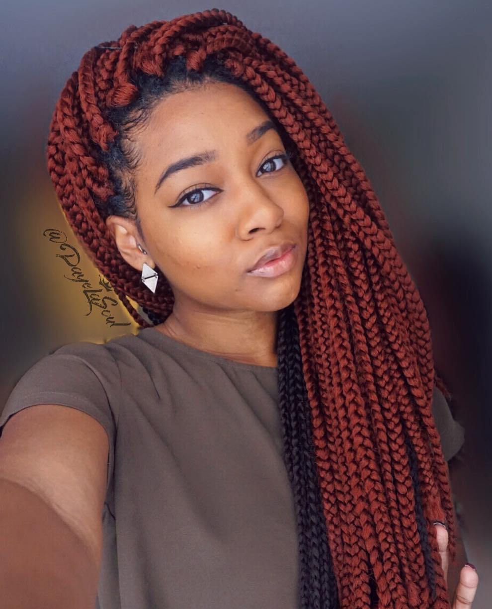 Long Side-Swept Box Braids