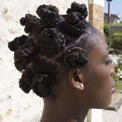 Multiple Braided Buns Protective Hairstyle
