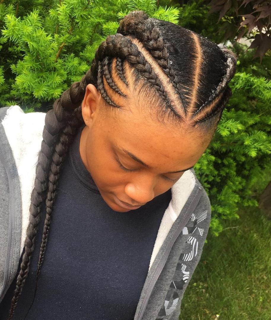 Symmetrical Hairstyle With Ghana Braids