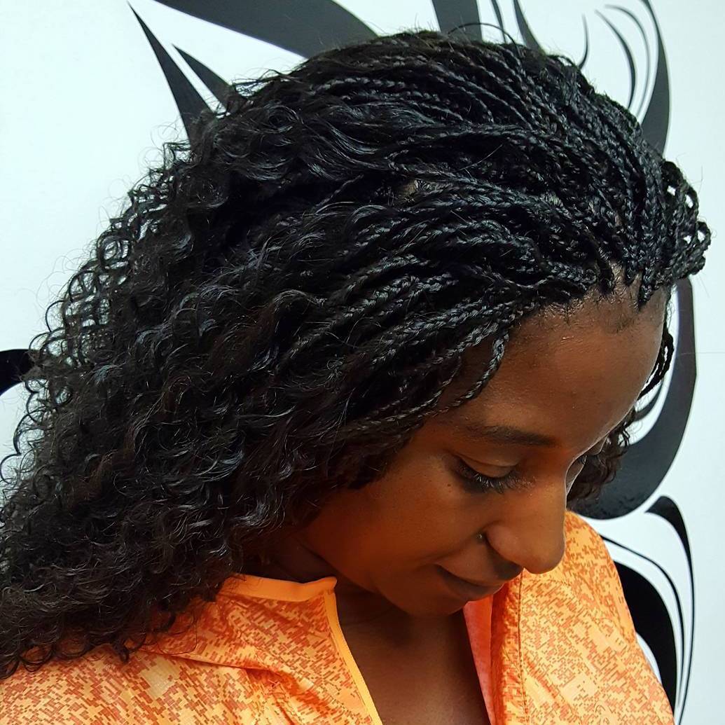 Wavy Hairstyle With Micro Box Braids