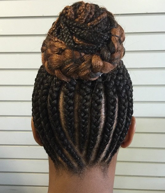 High Braided Bun From Cornrows