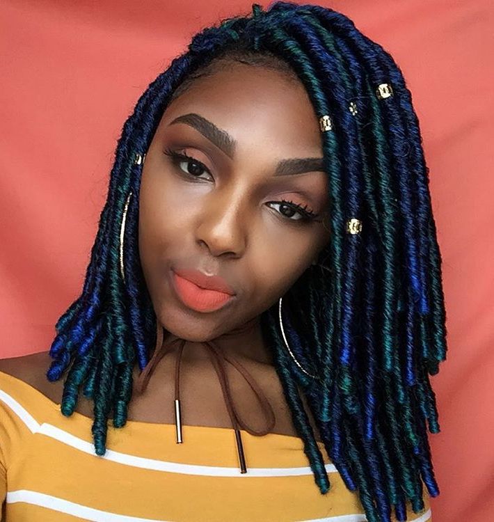 Side-Parted Lob Faux Locs