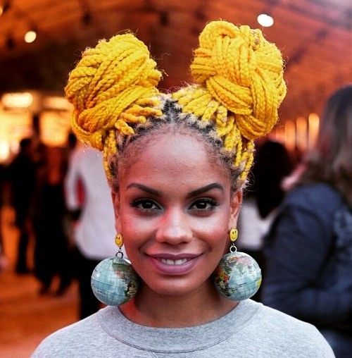 yellow long box braids