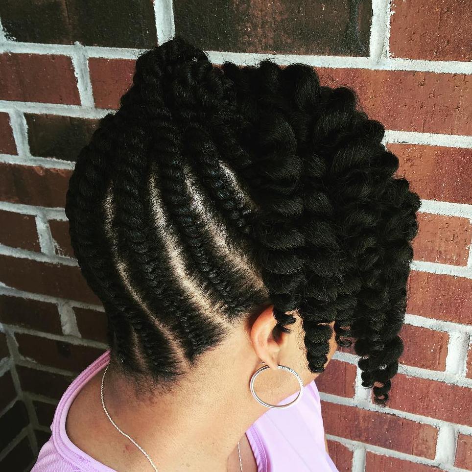 Black Flat Twists Updo