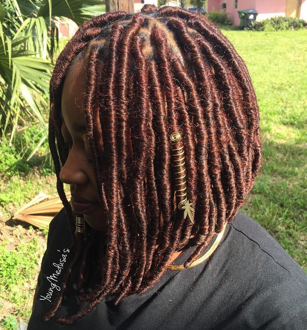 Chestnut Brown Bob Faux Locs