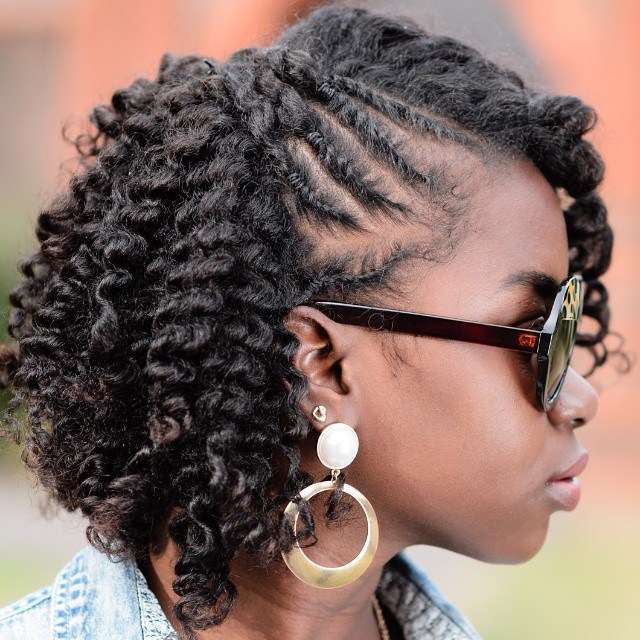 natural hairstyle with twists and curls
