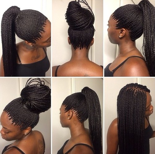bun and pony hairstyles for thin twists