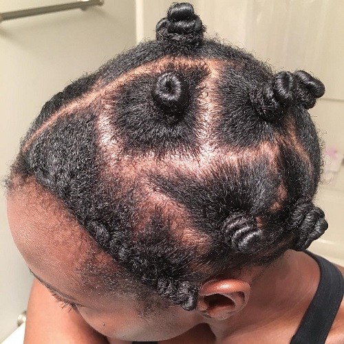 Updo With Bantu Knots For Short Natural Hair