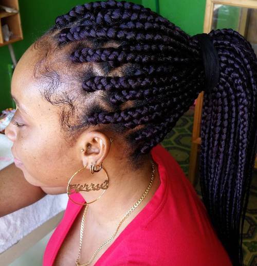 box braids in a ponytail