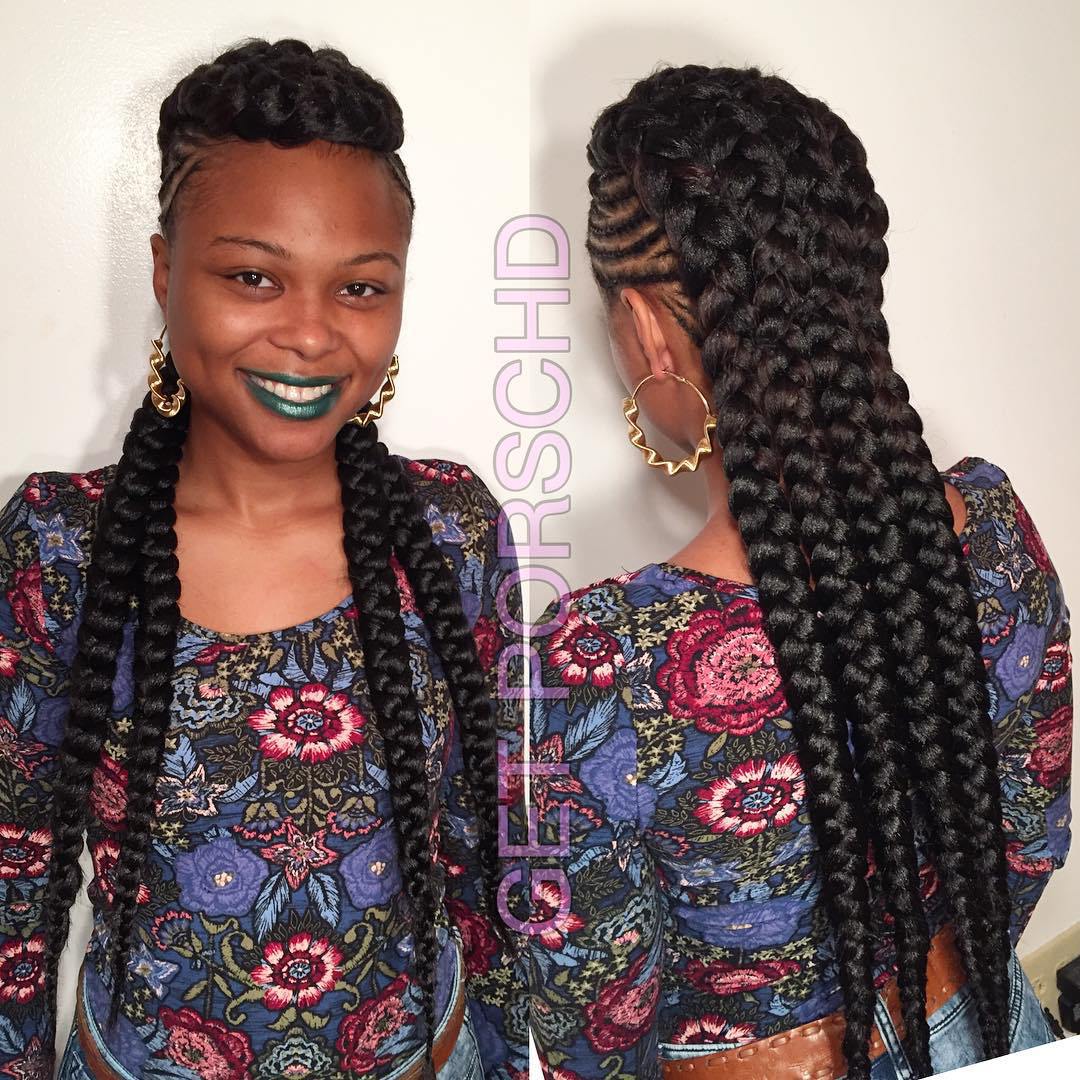 Braided Mohawk With Chunky Braids