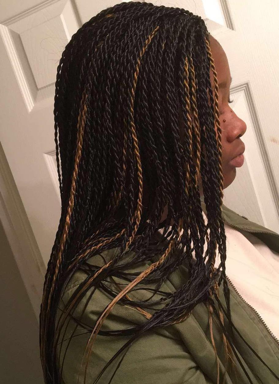 Medium Senegalese Twists With Highlights