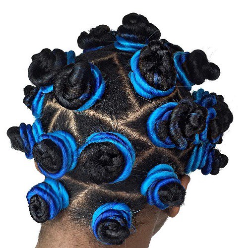 Black And Blue Bantu Knots