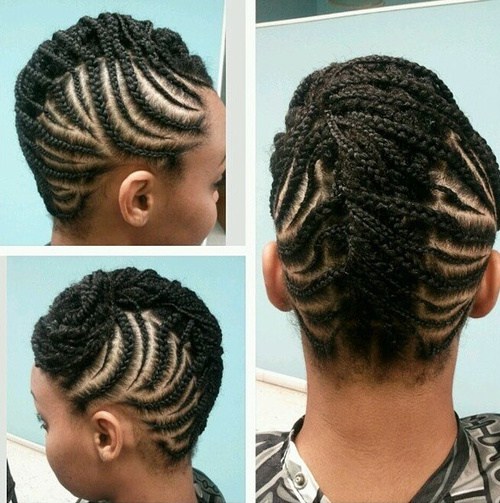 cool black braided mohawk