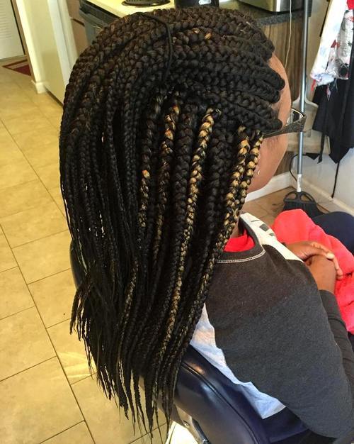 half up ponytail for box braids with highlights