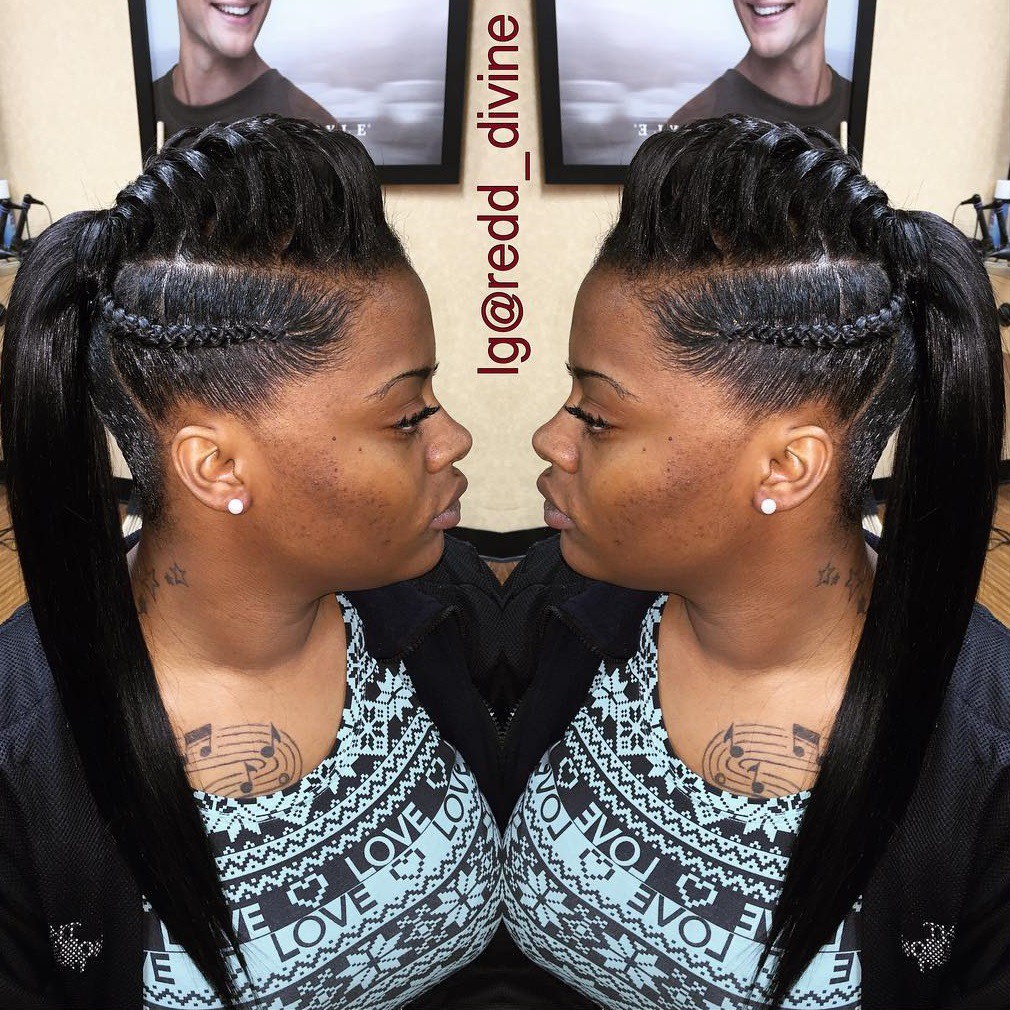 Mohawk Underbraid With A Sleek Ponytail