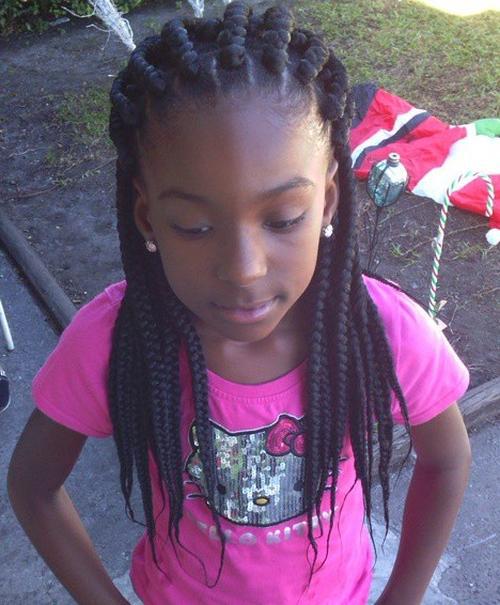 black braided hairstyle with extensions for girls