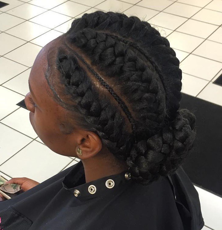 Underbraids With A Low Bun Updo