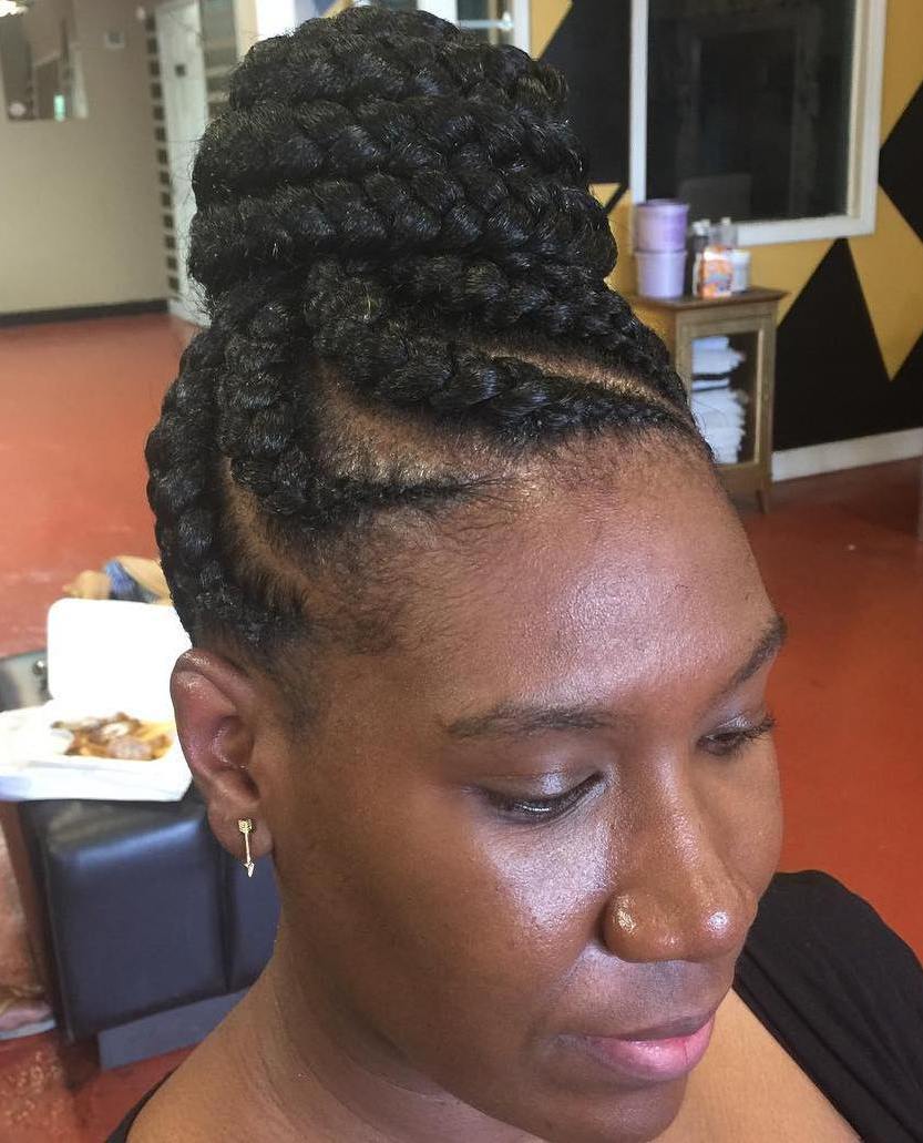 goddess braids updo with jumbo cornrows