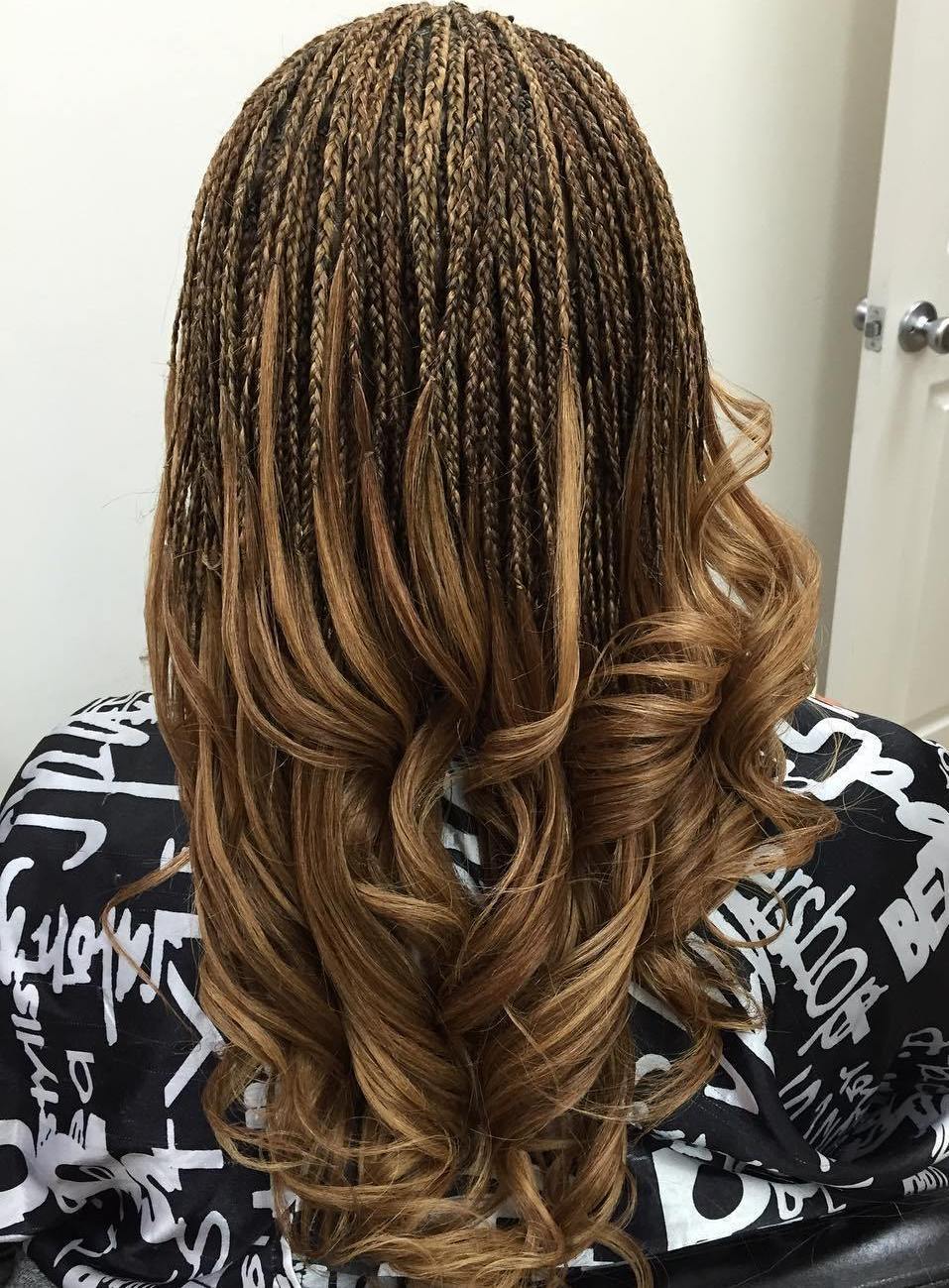Highlighted Micro Braids With Curly Ends
