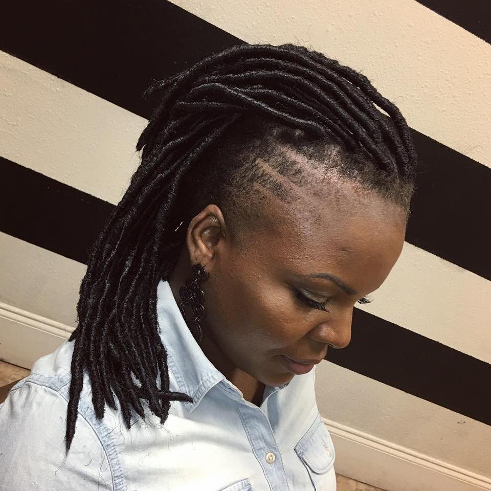 Medium Faux Locs With Side Undershaves