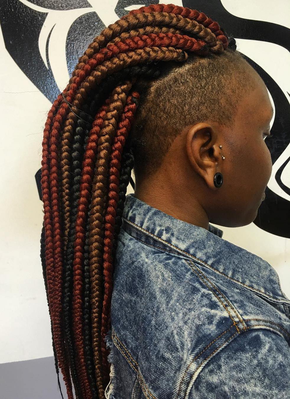 Mohawk Box Braids With Undershave