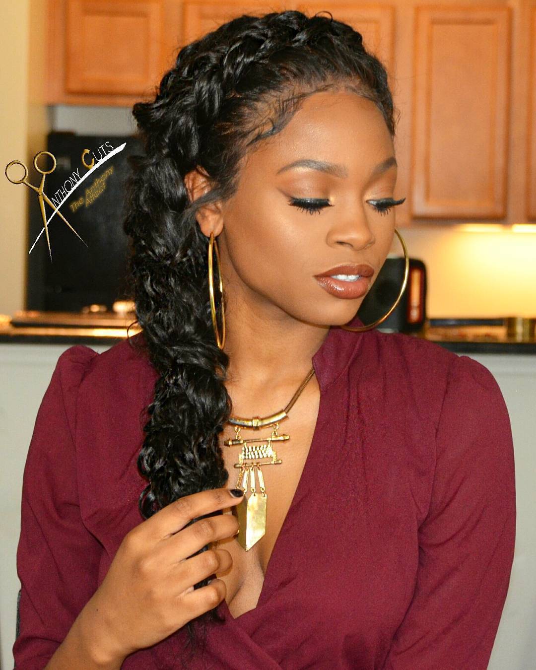 Side Messy Black Braid