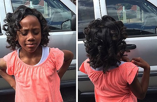 short curled black hairstyle for a little girl