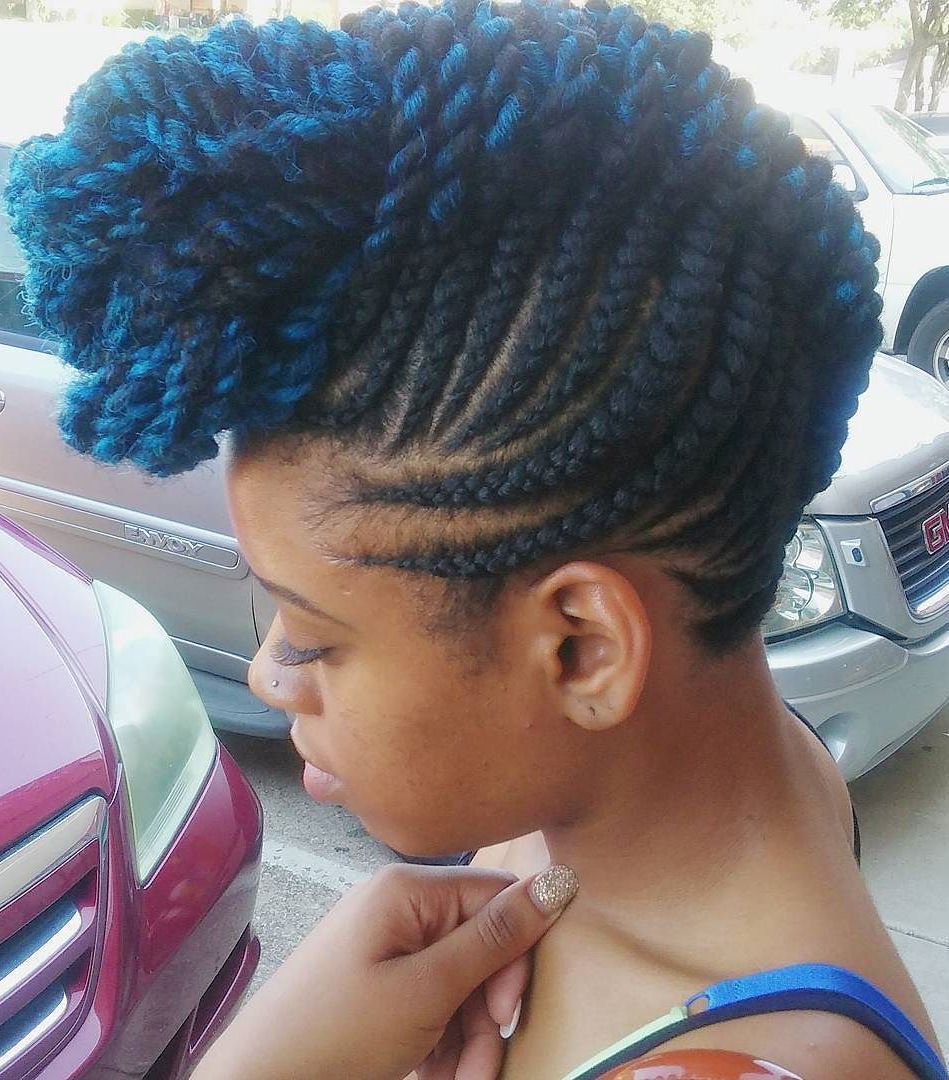 Black And Blue Braided Mohawk Updo