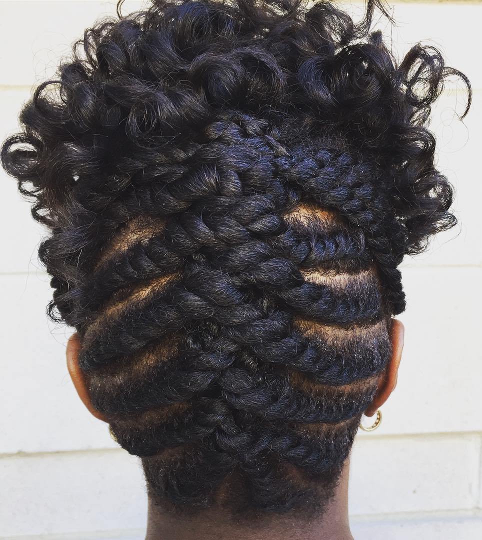 Braided Mohawk With Curly Top