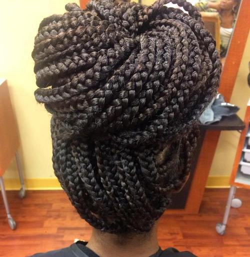 bulky bun for big box braids