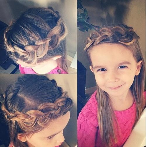 braided crown hairstyle for little girls