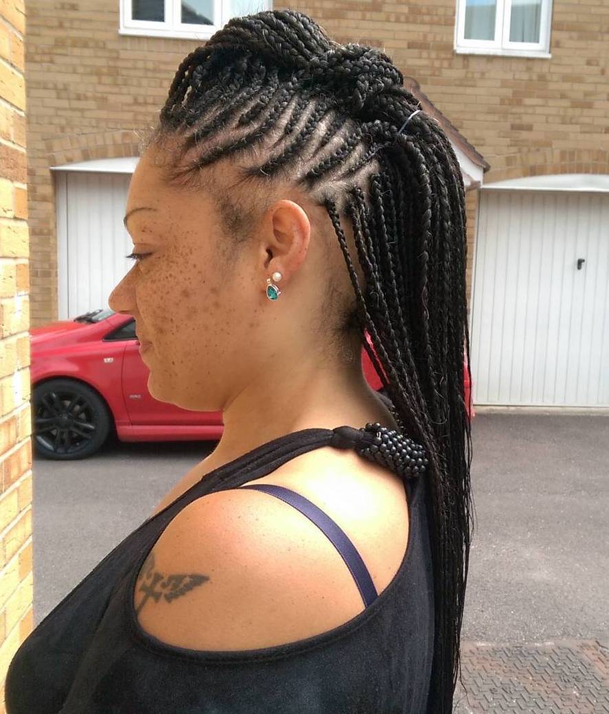 Half Mohawk Updo For Box Braids