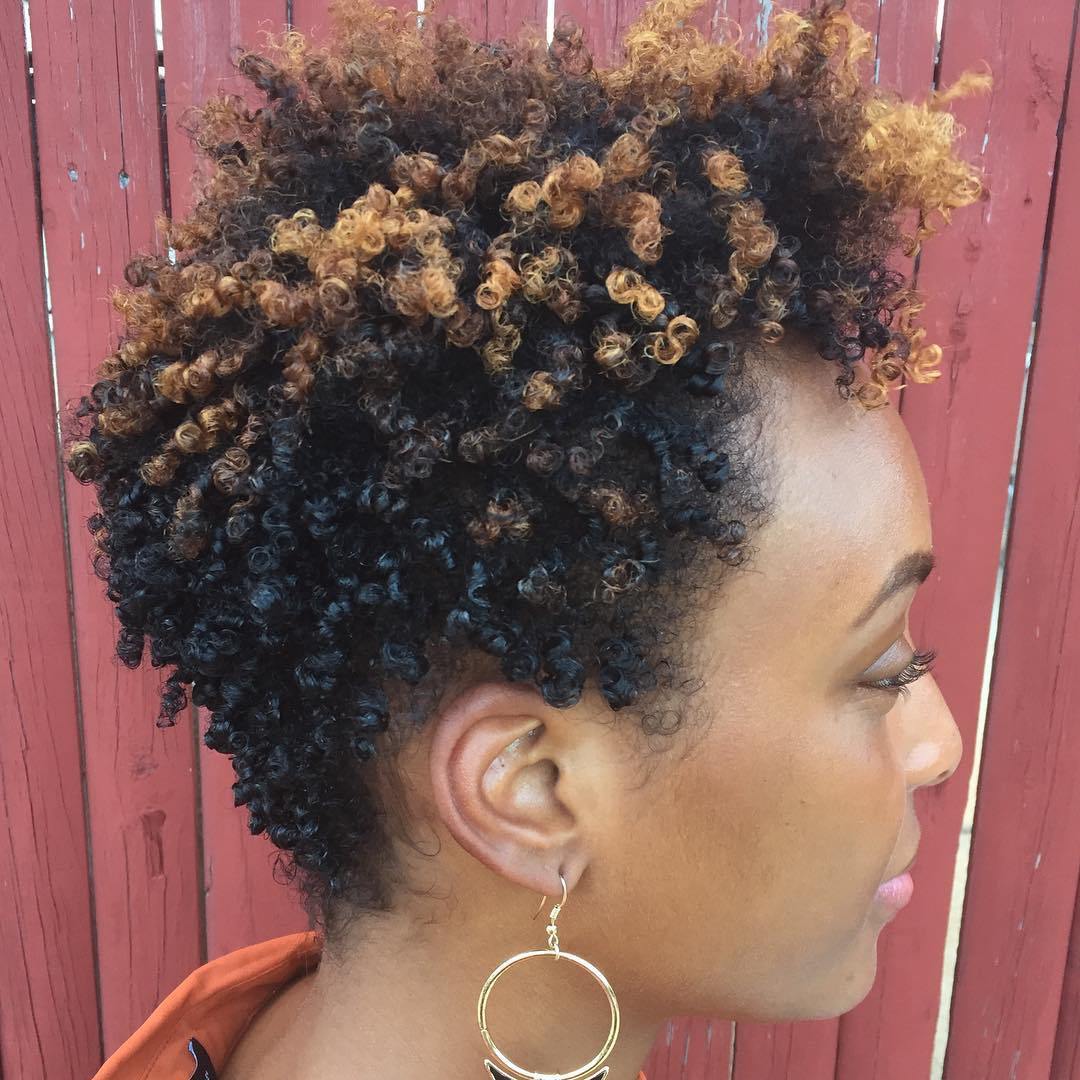 Short Tapered Afro With Highlights