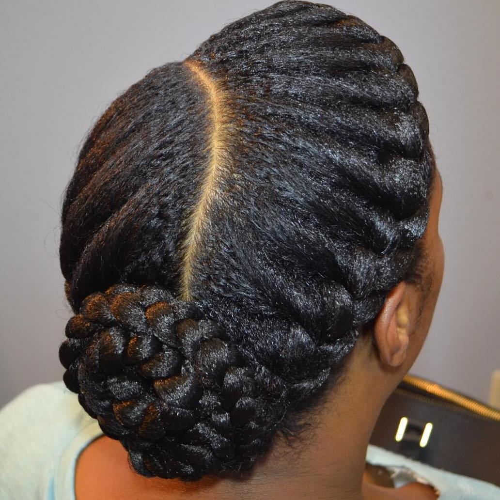 Side Braids And Bun Updo For Natural Hair
