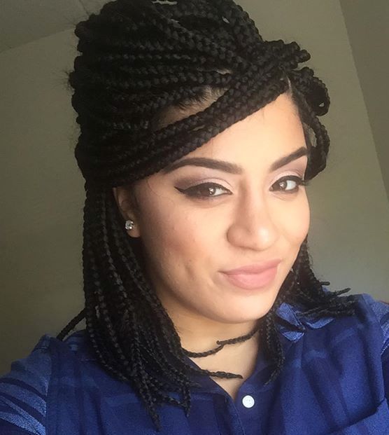 Bouffant Half Updo For Box Braids