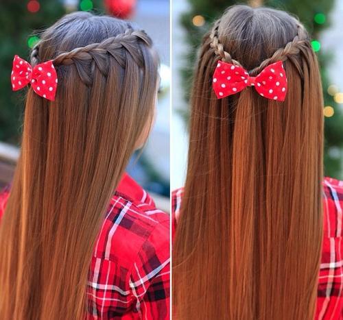 cute half up braided hairstyle for girls
