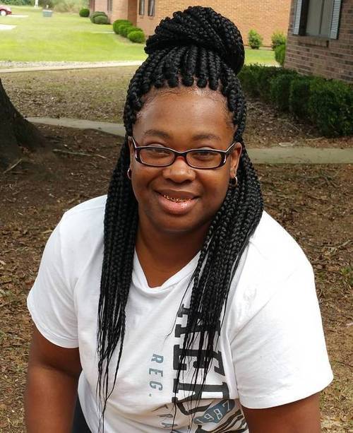 classy half up bun for box braids